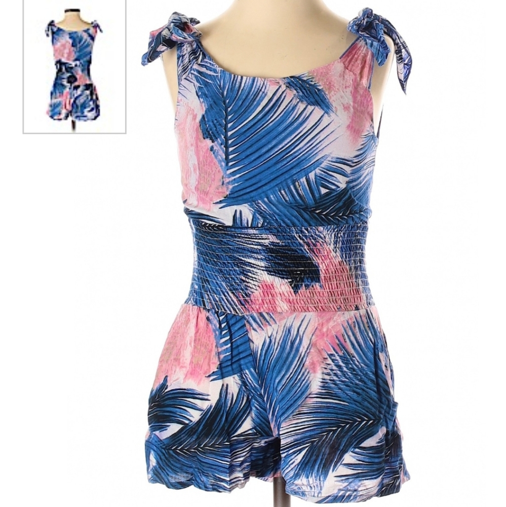 Blue & Pink floral Romper XS